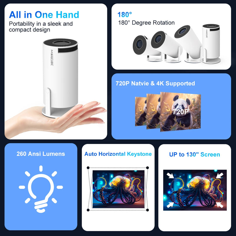 Transpeed Projector 4K Android 11 HY300 Dual Wifi6 260ANSI Allwinner HSPECIFICATIONSBrand Name: TranspeedCategory: ProjectorsKeystone Correction: Auto CorrectionOrigin: Mainland ChinaProjected Dimension: 40-200 inchesLight Source: LEDW