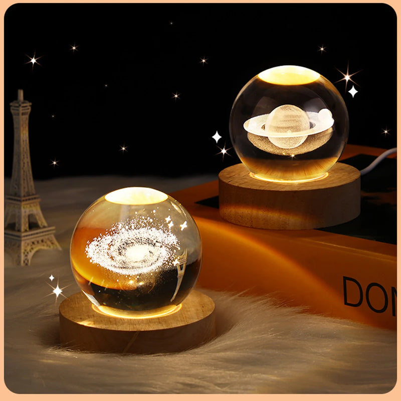 USB LED night light, Galaxy Crystal Ball lamp, 3D planet moon lamp, hoSPECIFICATIONSBrand Name: NoEnName_NullType: Night LightShape: MoonIs Bulbs Included: NoOrigin: Mainland ChinaCertification: noneIs Batteries Included: YesItem Type: