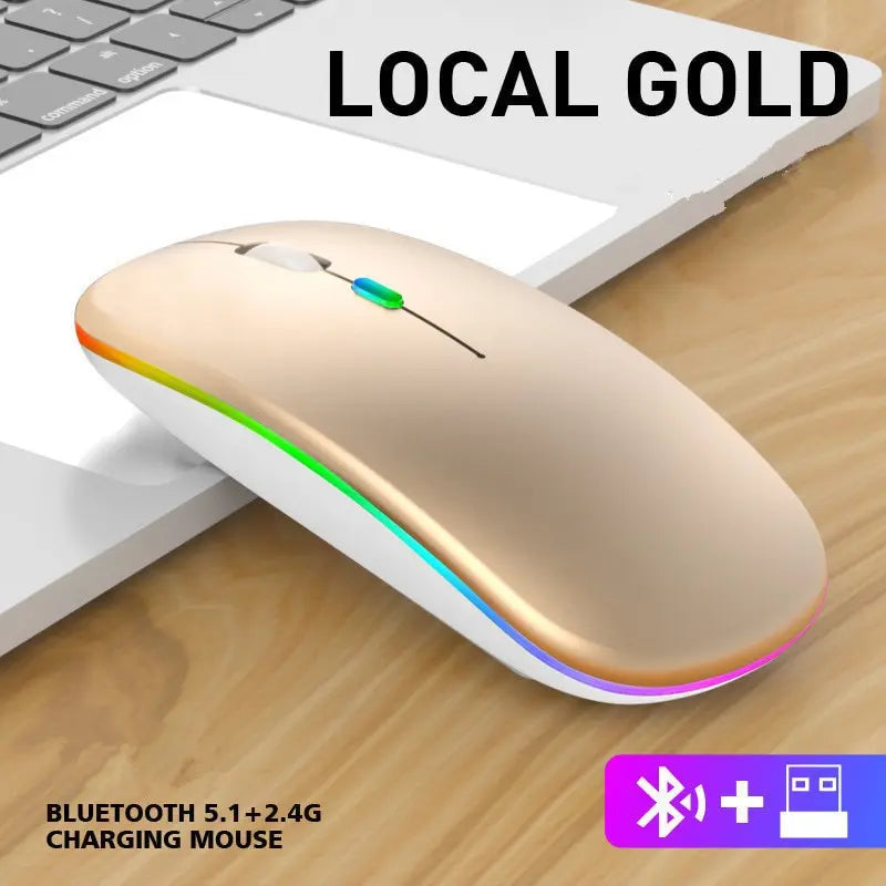 Tablet Phone Computer Bluetooth Wireless Mouse Charging Luminous 2.4G SPECIFICATIONSNumber of Rollers: 1 pcsNumber of Buttons: 3Brand Name: ITLYDPI: 1200Package: YesInterface Type: USBHand Orientation: RightTime to market: Dec-04Power 